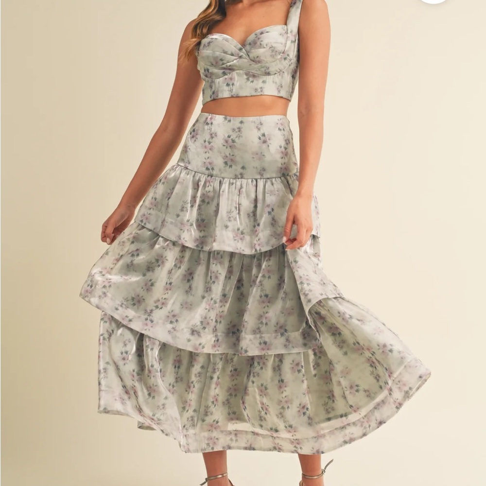 Floral Tiered Maxi Skirt